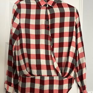 rag & bone Red and Black Plaid Button Down Shirt